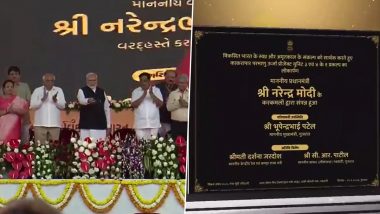 Gujarat: PM Narendra Modi Dedicates Multiple Development Projects to Nation Including Vadodara-Mumbai Expressway at Public Gathering in Navsari (Watch Video)
